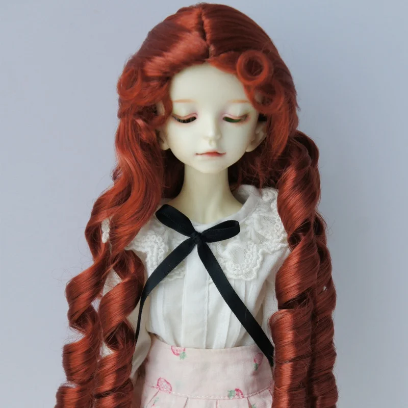 JD809 7-8inch 18-20cm Back Tied  Long Pig sausage curly Synthetic Mohair 1/4 MSD Doll wigs