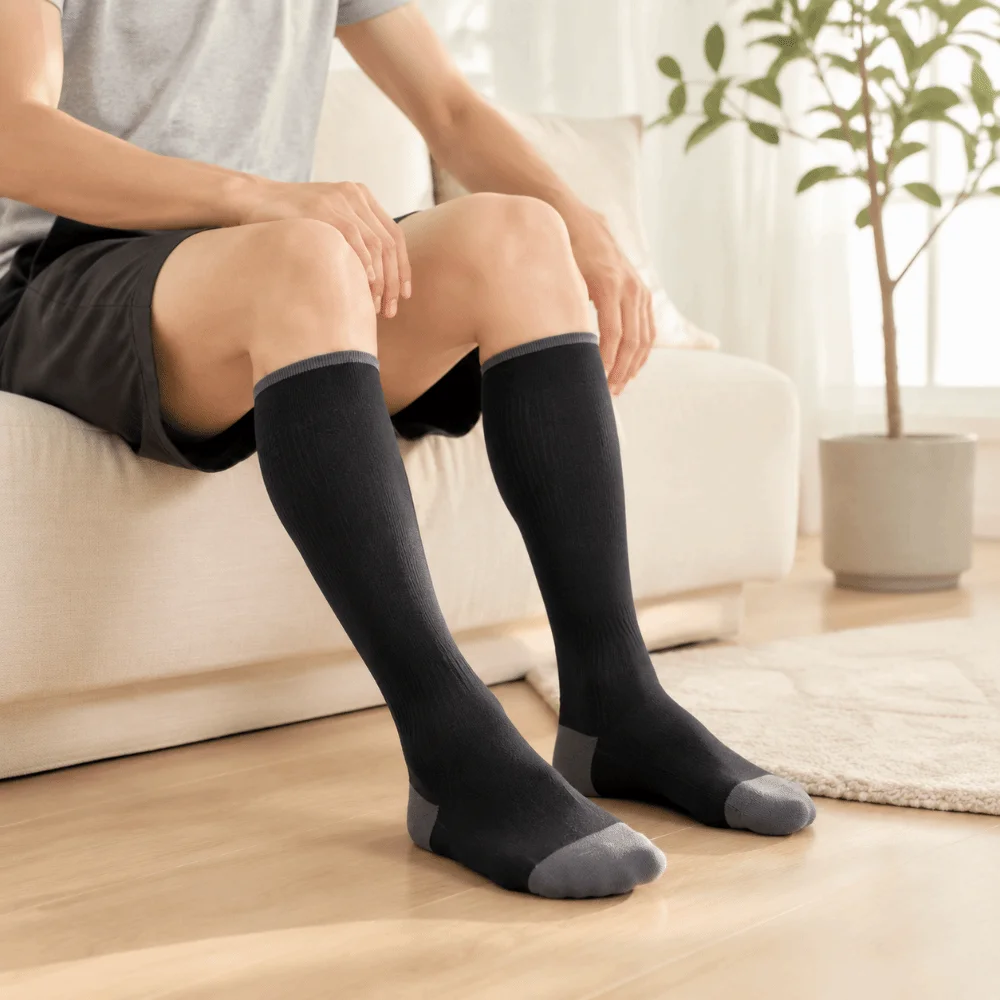 Knee High Compression Socks Elastic Long Tube Circulation Support Socks Leg Slimming Summer Sports Stockings For Recovery