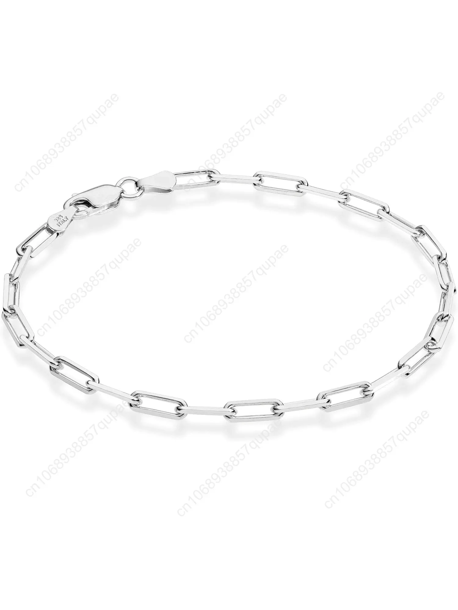 

Miabella Solid 925 Sterling Silver Italian 3mm Paperclip Link Chain Bracelet for Women Men, Made in Italy