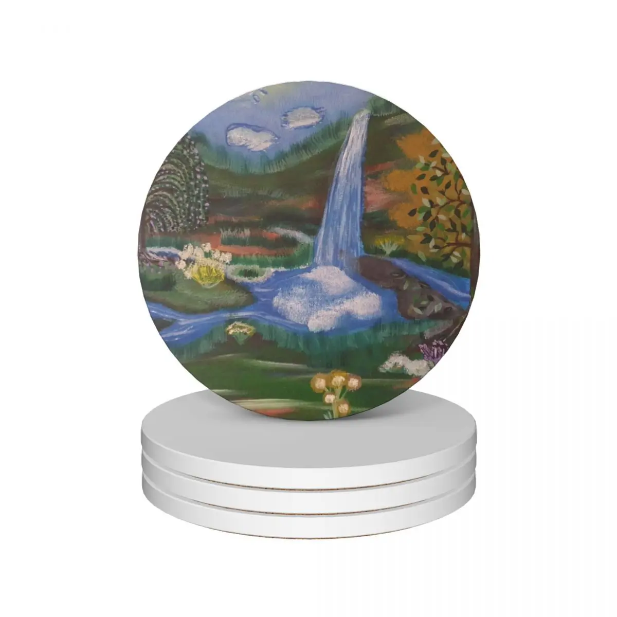 

Tranquil Lake Landscape Ceramic Coasters (Set of 4) kawaii eat table for coffee mugs Coasters