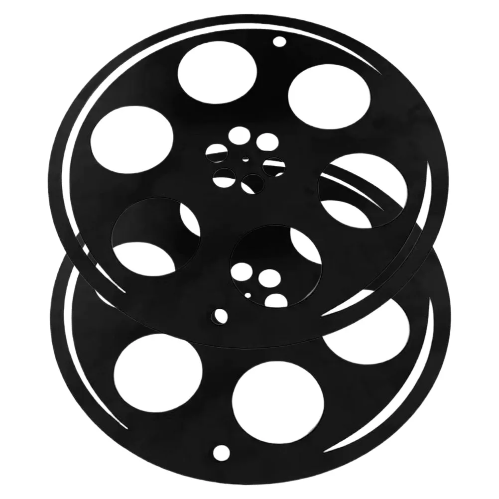 

2pcs Movie Scroll Wall Decor Vintage Iron Reel Decoration Metal Film Hanging Ornaments for Bedroom Living Room