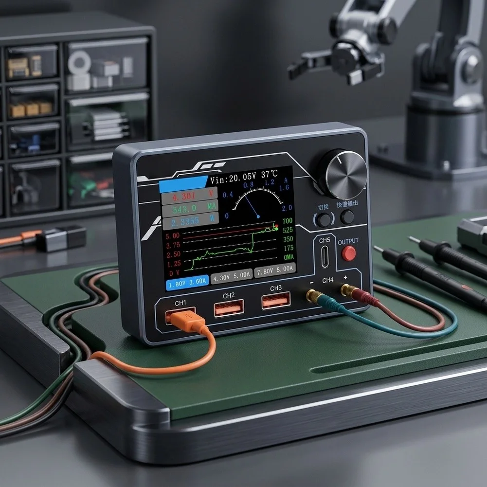 Digital Ammeter with Advanced AI Fault Detection Curve Playback and DC5V-24V Input for PD Fast Charging Protocol Support