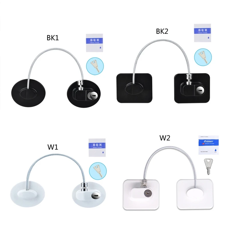 

Kids Baby Security Locking Keyed Opening Restrictor Fridge Lock Child Safety Lock Window Door Cable Lock with Adhesive