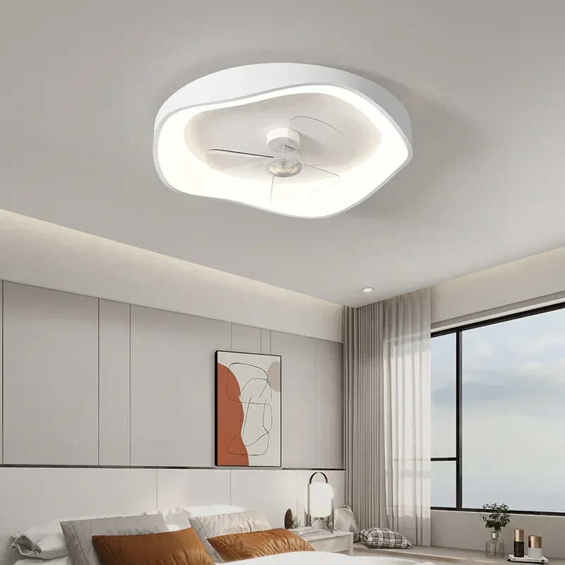 Imagem -02 - Arte Moderna Nórdico Mínimo Branco Ventilador de Teto Lâmpada com Luz Led e Controle Remoto Quarto Sala Estar Decoração Casa Iluminação