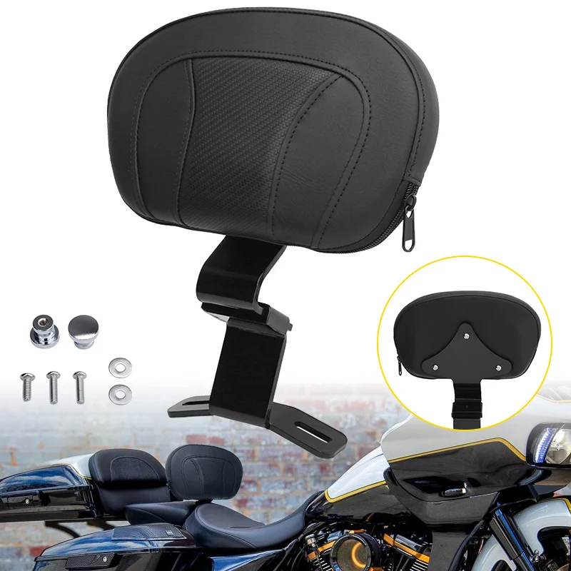 Front Driver Rider Backrest Pad Leather Motorcycle Accessories For Harley Touring CVO Electra Road Street Glide Road King 09-22