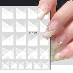 3d Nail Art Decals Geometric Lines White French Tips Marbles Waves Adhesive Sliders Nail Stickers For Nail Tips Manicure