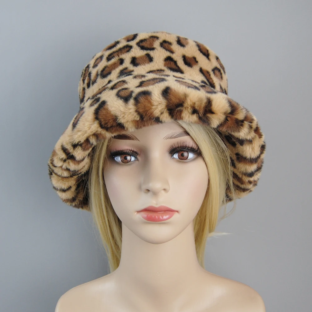 New Fake Rabbit Fur Hats Super Soft Women Winter Hat Cotton Lining Warm Russian Ski Beanies Plush Solid Color Fashion Casual Cap