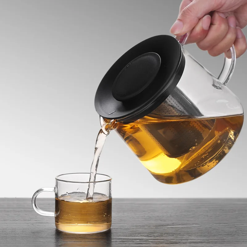 600/1500ML Glass Teapot Thickened Heat-resistant Glass Tea Kettle with Stainless Steel Infuser Glass Teapots Home Teaware