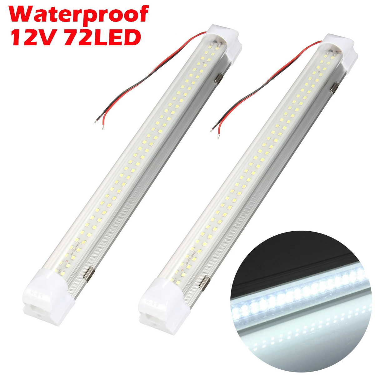 

2pcs LED Light Strip Bar for Car Dome Cabinet Closet Home Commercial 72LED 12V Safe Long Lifespan Easy Install RV Accessories