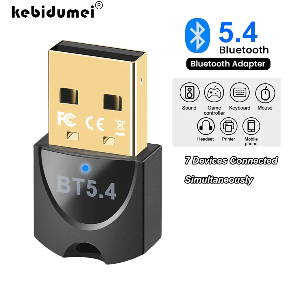 

USB Wireless Bluetooth Adapter Bluetooth 5.4/5.3 Wireless Dongle Adapters for PC Wireless Mouse Keyboard Receiver Transmitter