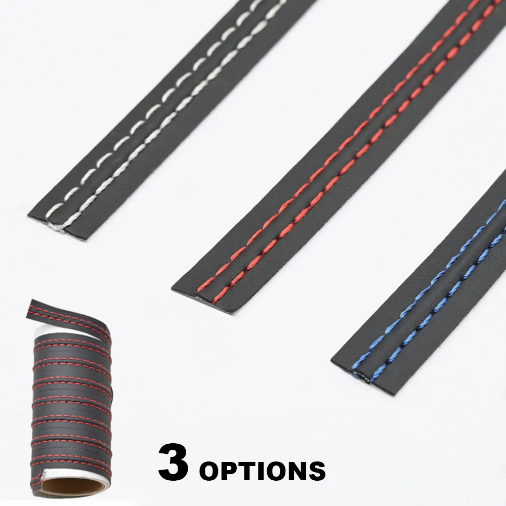 Car Interior Trim Strip Universal Self-adhesive Instrument Panel Leather Decoratives Line Red Blue And Black Woven Bel tools New