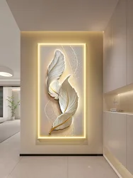 Modern Creative Wall Decoration Feather Art Hanging Painting Remote LED Wall Lamp Bedroom Study Living Room Dining Room Foyer