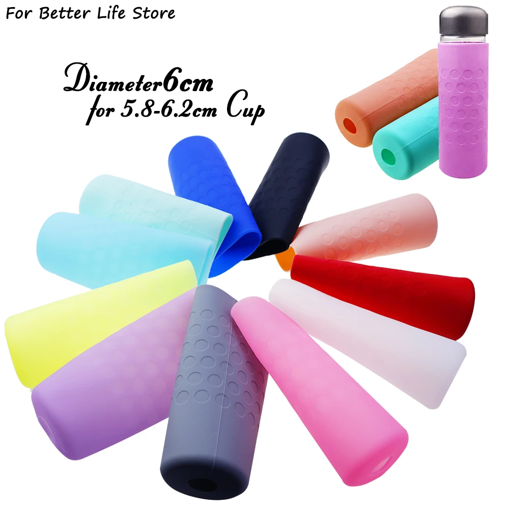 1Pc 6Cm11 Colour 57G  Straight Soft Silicone Cup Cover For Glass Thermal Insulation Non Slip Baby Bottle Anti Scald Non-Toxic