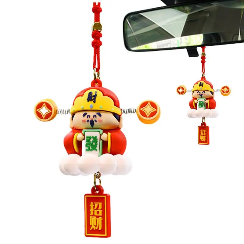 Car Accessories Cartoon God Of Wealth Decoration Silicone God Of Wealth Ornament Decorative Feng Shui Pendant New Year