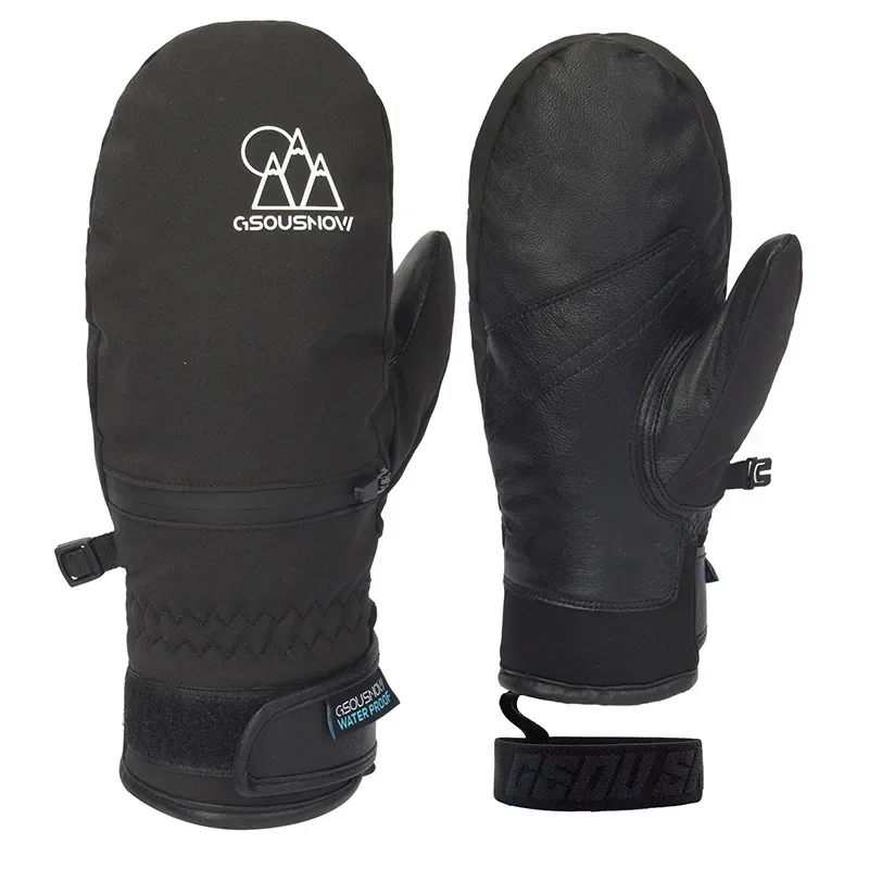 Guanti da sci invernali nuovi guanti da sci impermeabili antivento 2025 pelle di pecora donna Outdoor Pro Warm Inner Five Finger Men Snowboard Mittens