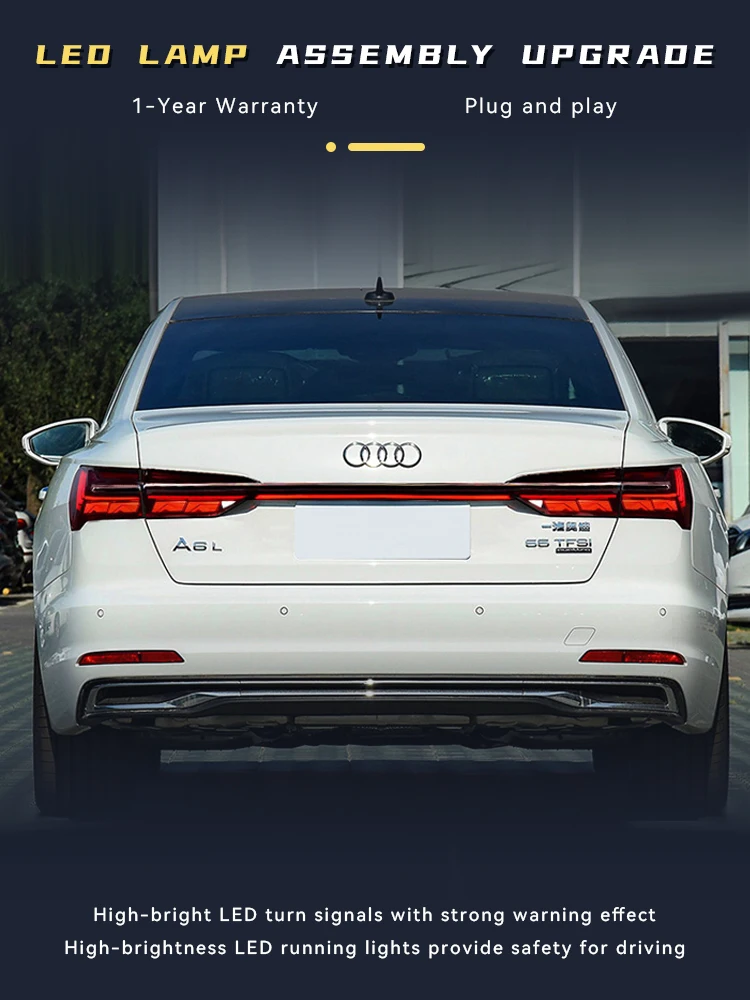 

Auto Taillights For 2019-2023 Audi A6L Tail Light DRL Rear Lamp Turn Signal LED Bulbs Modified Brake Automatic Car Accessories