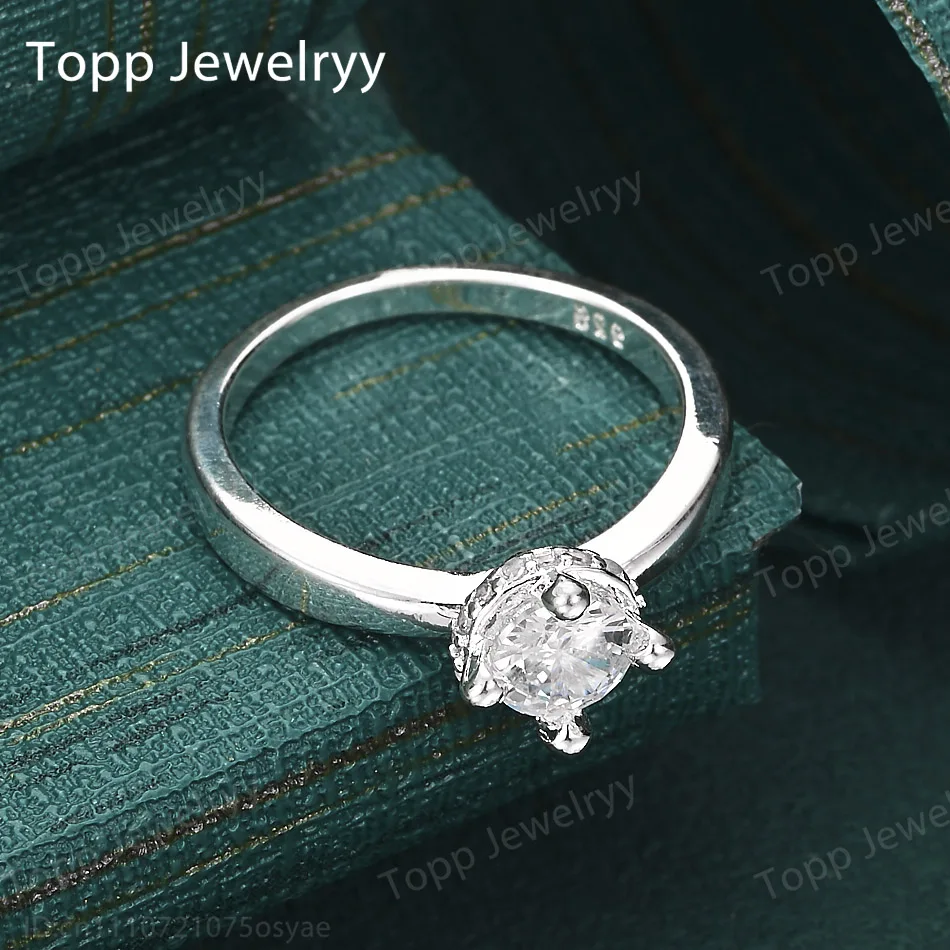Stylish 925 Sterling Silver 7-10# Luxury Zircon Ring Women's Engagement Party Jewelry Accessories