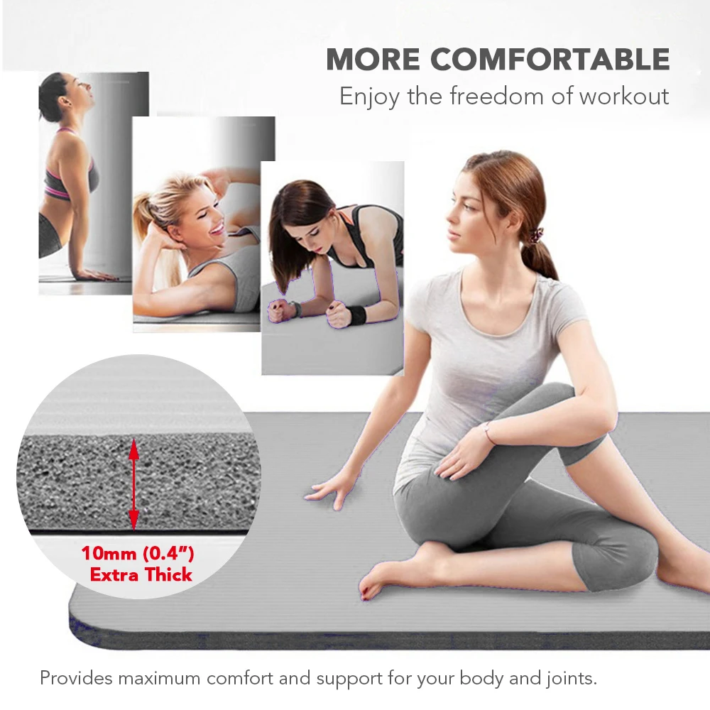 NBR Yoga Mat 1830mm*610mm*10mm Closed-Cell Foaming Body Yoga Mat Light Weight Non-slip Exercise Mat