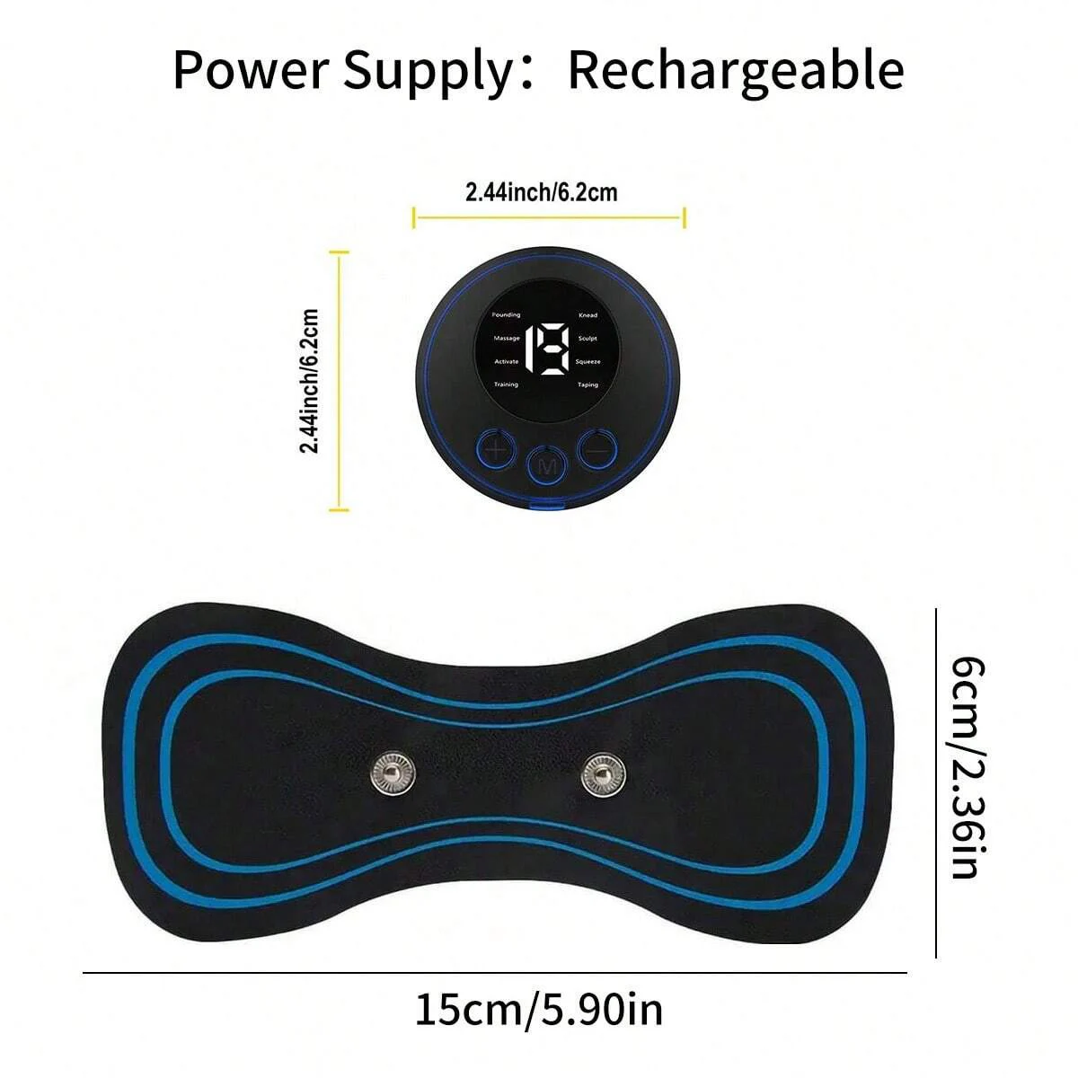 ミニUSB充電式ネックマッサージャー,多機能マッサージデバイス,ポータブル,ショルダー,ネックマッサージャー,スマートステッカー,1個