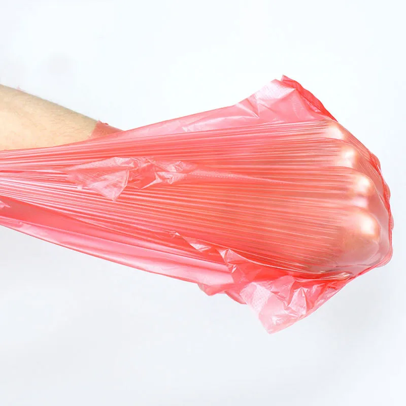 50pcs Red Plastic Bag Supermarket Grocery Gift Shopping Bag Thicken with Handle Vest Bag Kitchen Storage Clean Garbage Bag