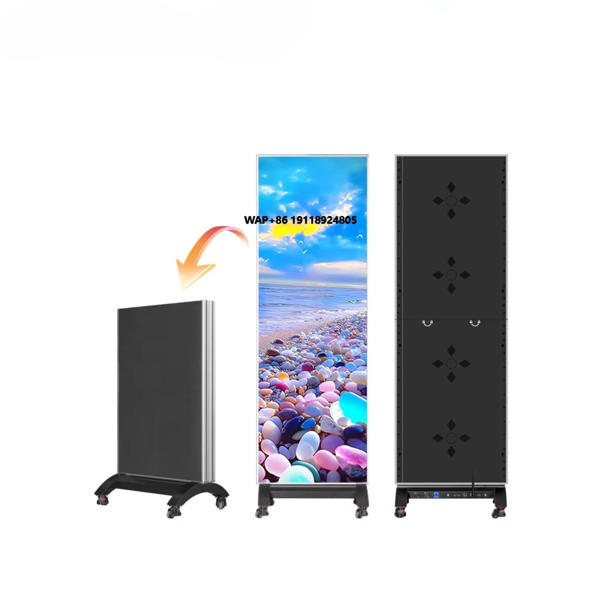 Height Adjustable Portable Indoor Led Poster WIFI USB Control Standing Led Poster Display 1920X640mm Portable Led Poster Screen
