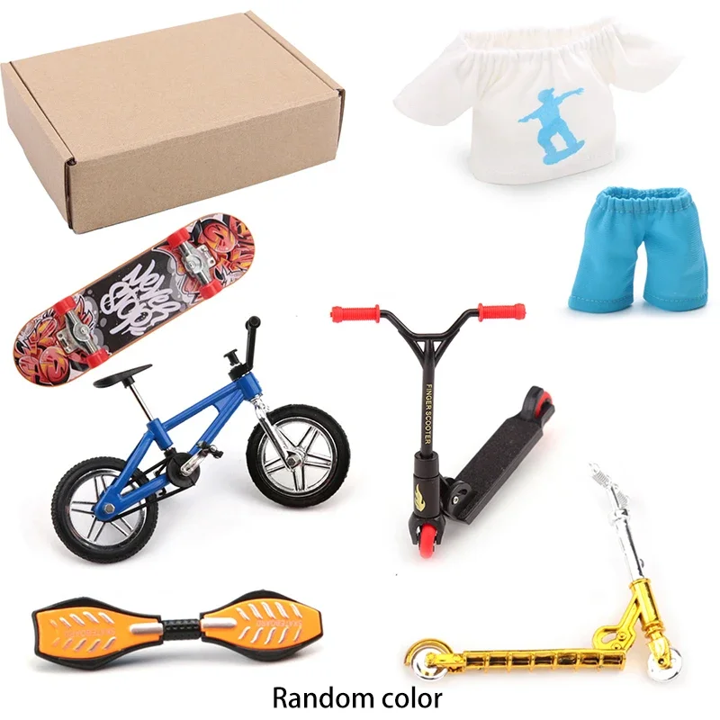 Kit di scatole per skateboard con dita in lega smerigliata Mini abbigliamento da bicicletta Pantaloni sportivi Scooter Tavola da surf Giocattoli per il tempo libero a casa per interni