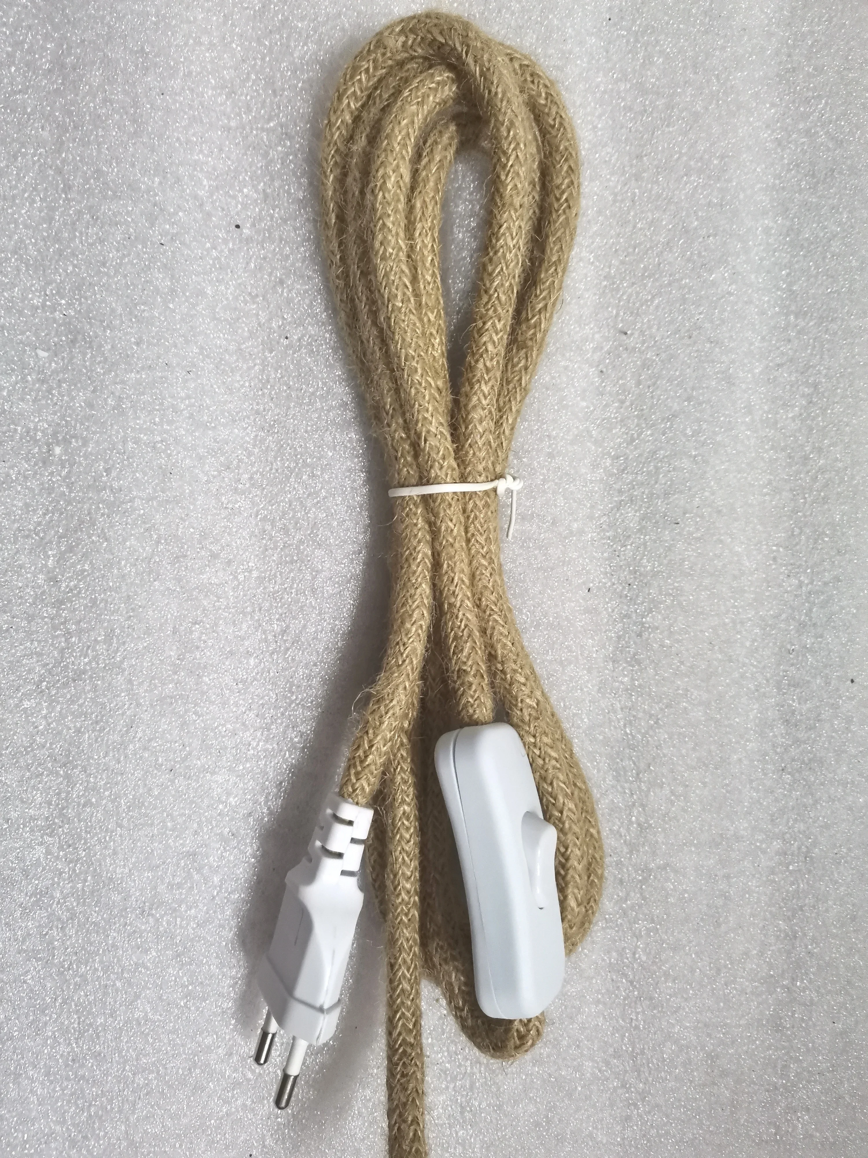 EU Plug Power Cord Vintage Hemp Cord 2Meters 3Meters Convered With ON/OFF Switch For Retro Pendant Light Design Lighting Decor