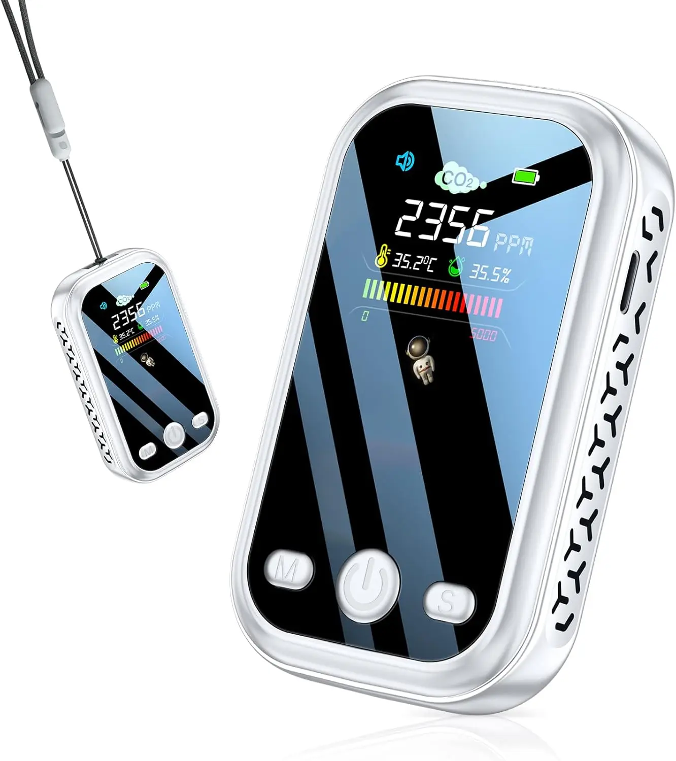 Misuratore di CO2 Monitor della qualità dell'aria della qualità dell'aria Anidride carbonica con allarmi, display della temperatura e dell'umidità per l'home office