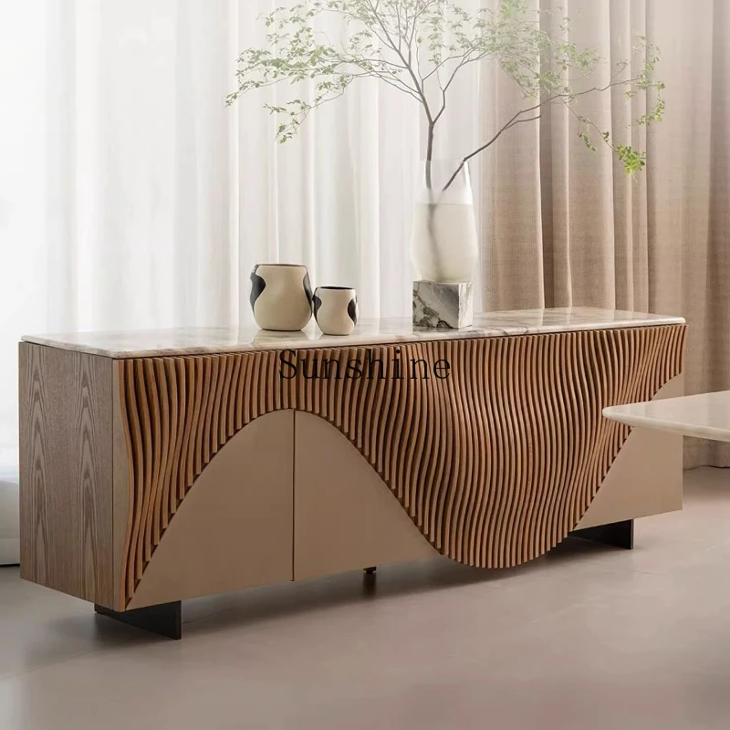 

Italian light luxury solid wood dining side locker, living room against the wall, high-end storage entrance