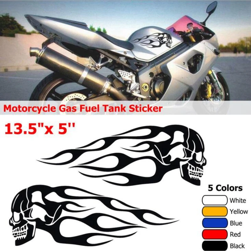 Pegatina de llama para tanque de combustible de motocicleta, tótem de llama para casco, modificación de Calavera, guirnalda con personalidad, 2