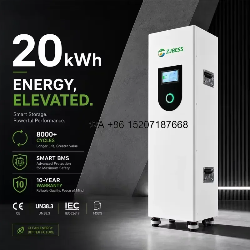 Wmwmnu for Home Battery Storage System 8000 Cycles Residential Solar Backup Power Solution 20kWh Vertical Lithium Battery