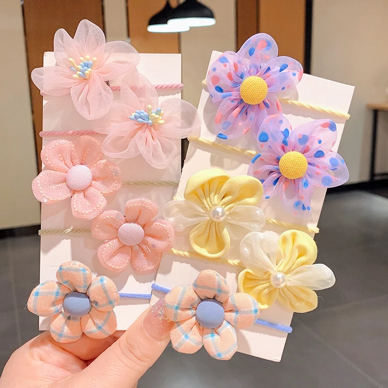 

10pcs Cute Flower Hairbands for Girls Baby Head Accessories Bow Hair Rings Female Children's Hairband Set