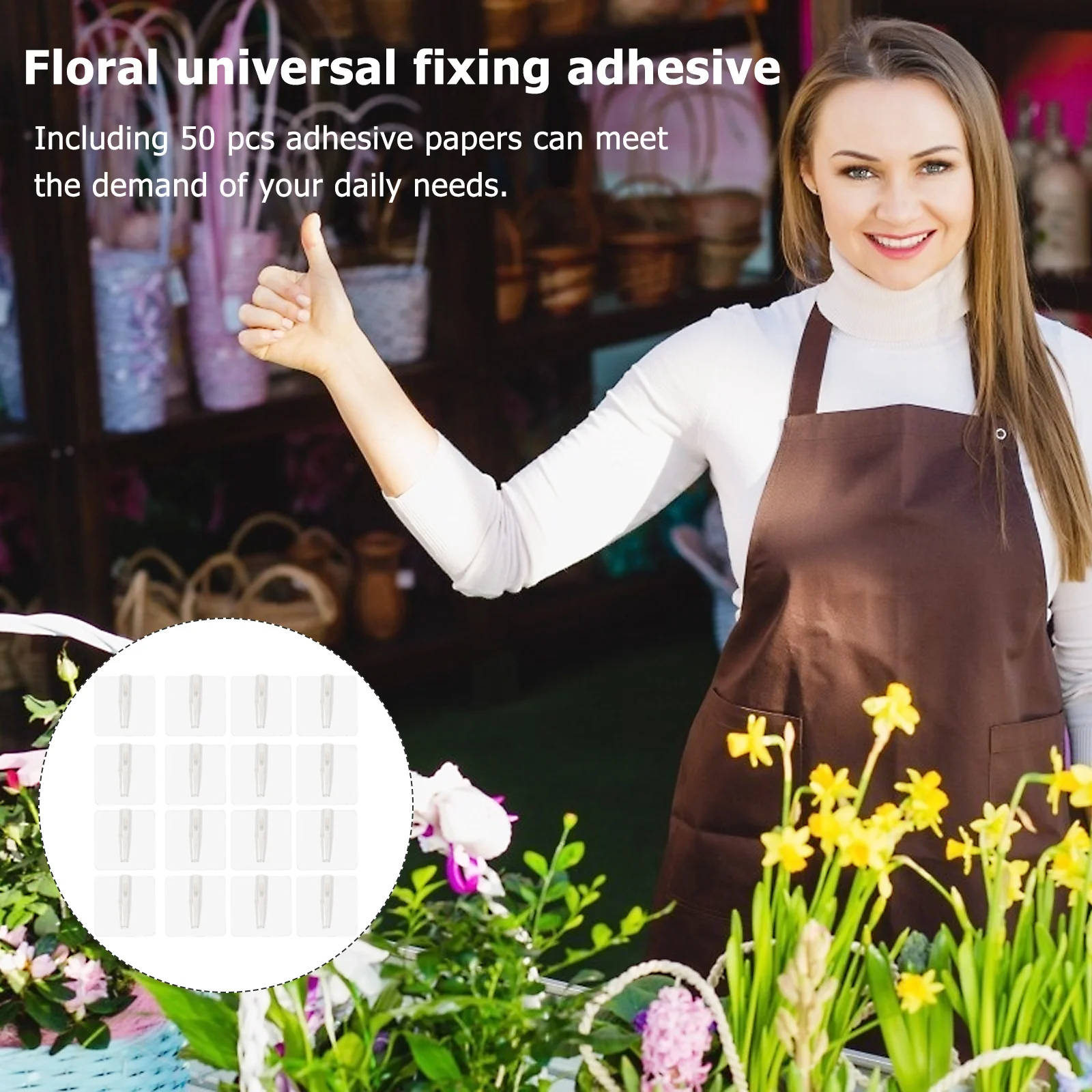 

50Pcs Plastic Glue for Bouquet Lightweight Adhesive Paper for Flower Shop DIY Supply Floral Arrangement Pick DIY Bouquet Glue