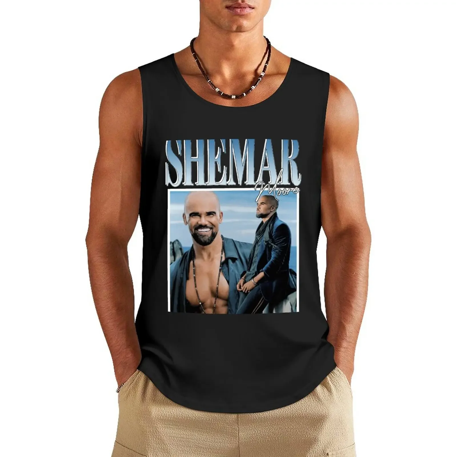 Shemar moore Tank Top men gym Bodybuilding shirt