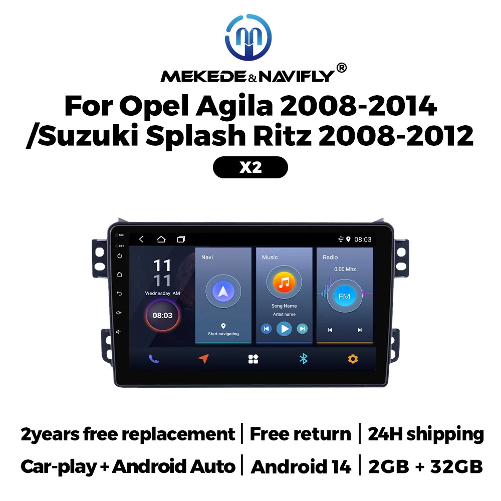 

MEKEDE 9 Inch GPS Touch Screen for SUZUKI Splash Ritz For OPEL Agila 2008 - 2014 Built-in WIFI Car Radio Navigation Smart System