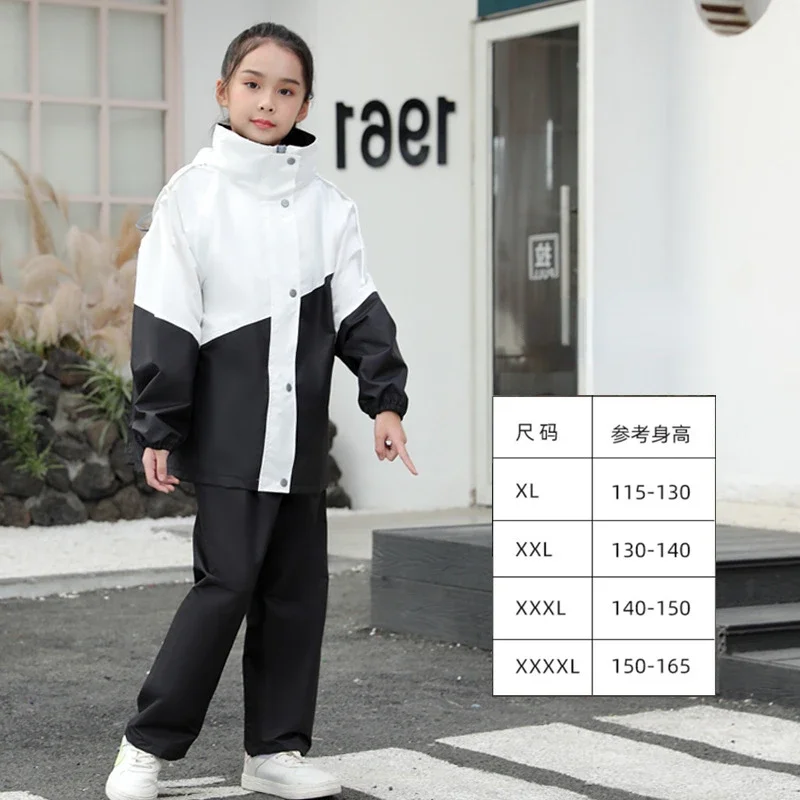 Impermeabile per bambini Pantaloni antipioggia Completo Ragazzi e ragazze Studenti Bambini con zaini Poncho intero impermeabile per tutto il corpo