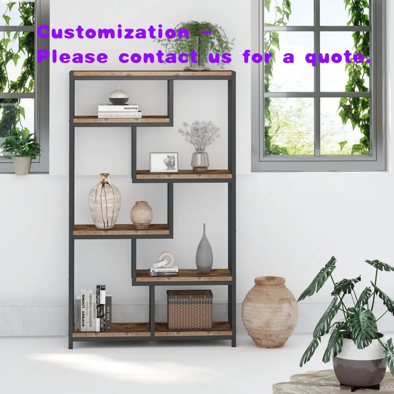 custom.Light Luxury Modern Style Bookcase Wood Book Shelves Wood and Metal Bookshelf Simple Steel Stainless Frame