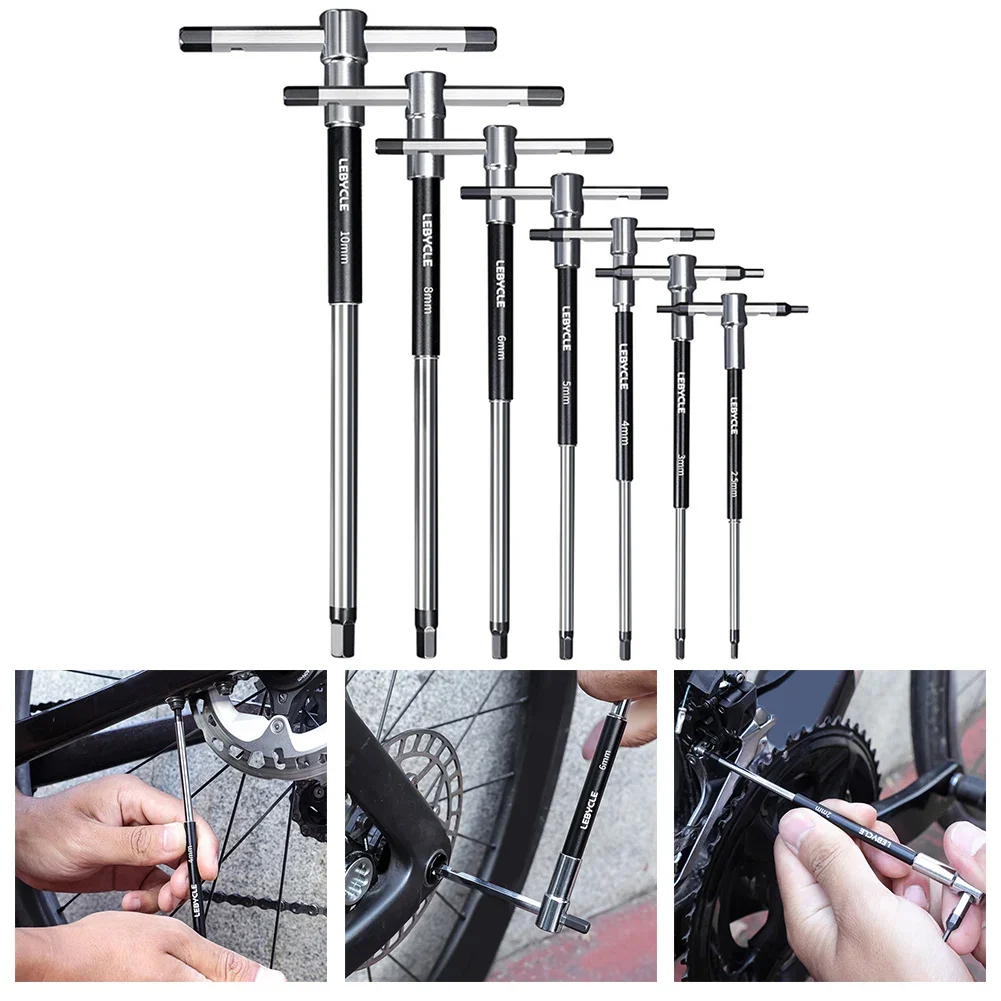 2/2.5/3/4/5/6/8/10mm/T25 Torx Screwdriver Bike T-Handle Hex Wrench Spanner T-shaped Extended T-Socket Wrench 3-Way Repair Tools