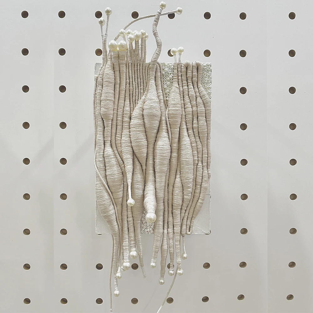 minimalist weaving art 3D weaving sphere linen thread wall carving art, suitable for art galleries and museum spaces