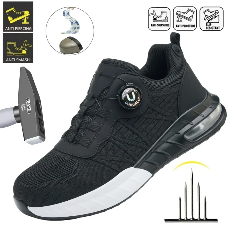 

Light Breathable Safety Shoes Men Indestructible Steel Toe Work Boots Anti-smash Stab-resistant Safety Sneakers Hombre Footwear