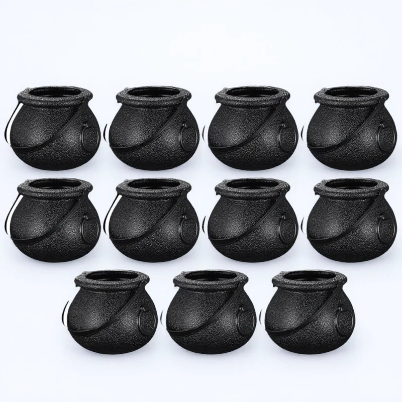 

12Pcs Halloween Candy Cauldrons Plastic Containers for Festive Party Decor Trick Or Treat Pot Trick Or Treat Bucket