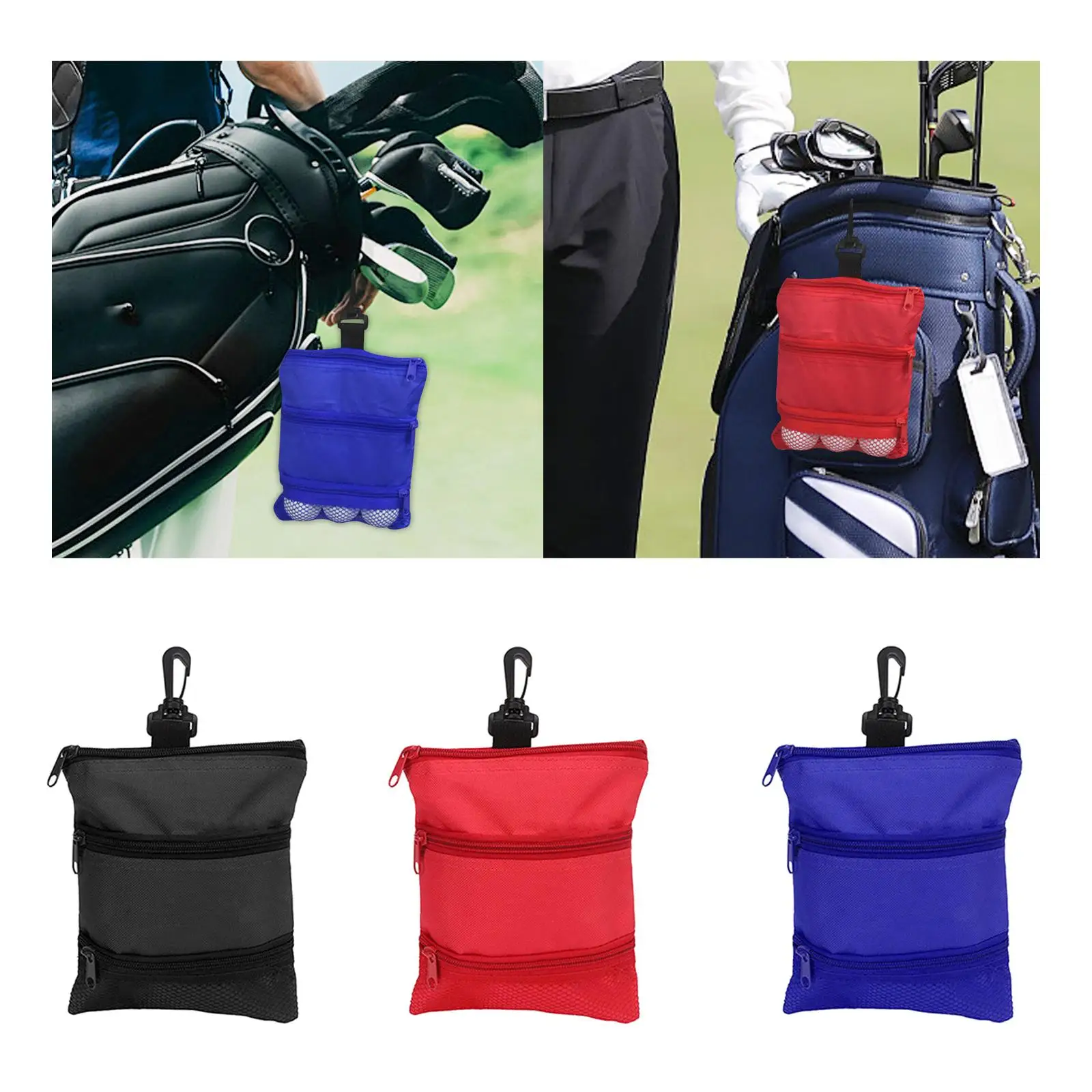 

Portable Golf Ball Bag Zippered Tee Holder Cards Keys Organizer Multifunctional Storage for Golf Practice Equipment