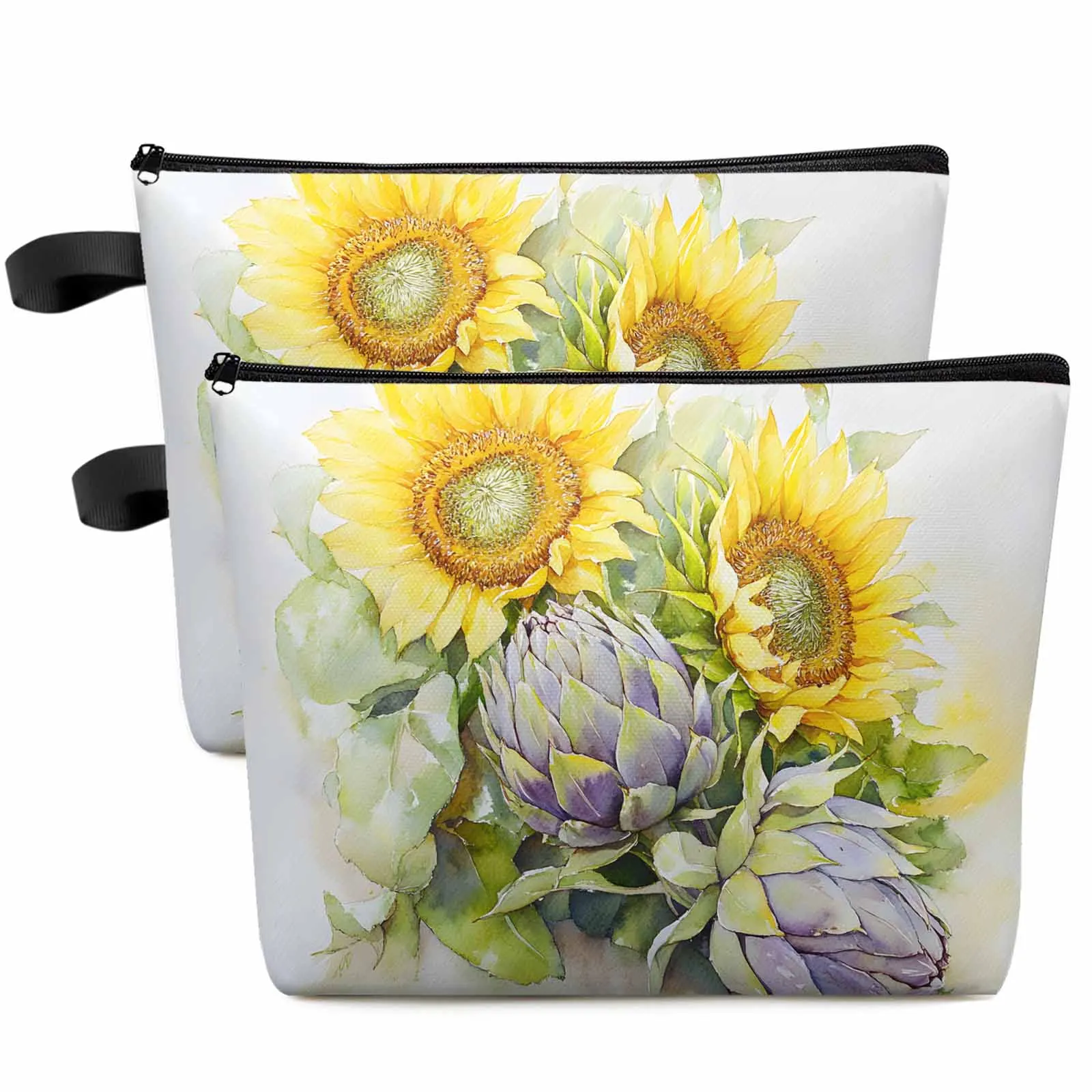 

Summer Sunflower Flower Makeup Bag Pouch Travel Essentials Lady Women Cosmetic Bags Toilet Organizer Storage Pencil Case