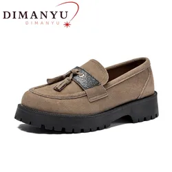Shoes Female Suede Platform Genuine Leather 2026 New British Style Women's Spring Shoes Large -size Loafers Ladies Shoes