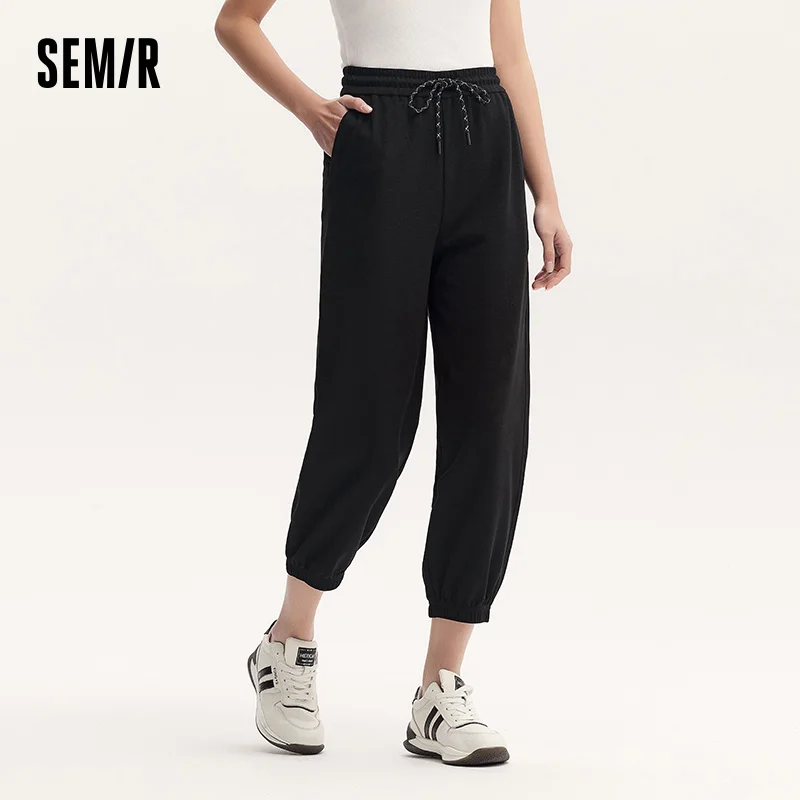 

Semir Casual Trousers Women Textured Cuffed Three-quarter-length Trousers 2024 New Summer Version Waffle Fabric Sweatpants