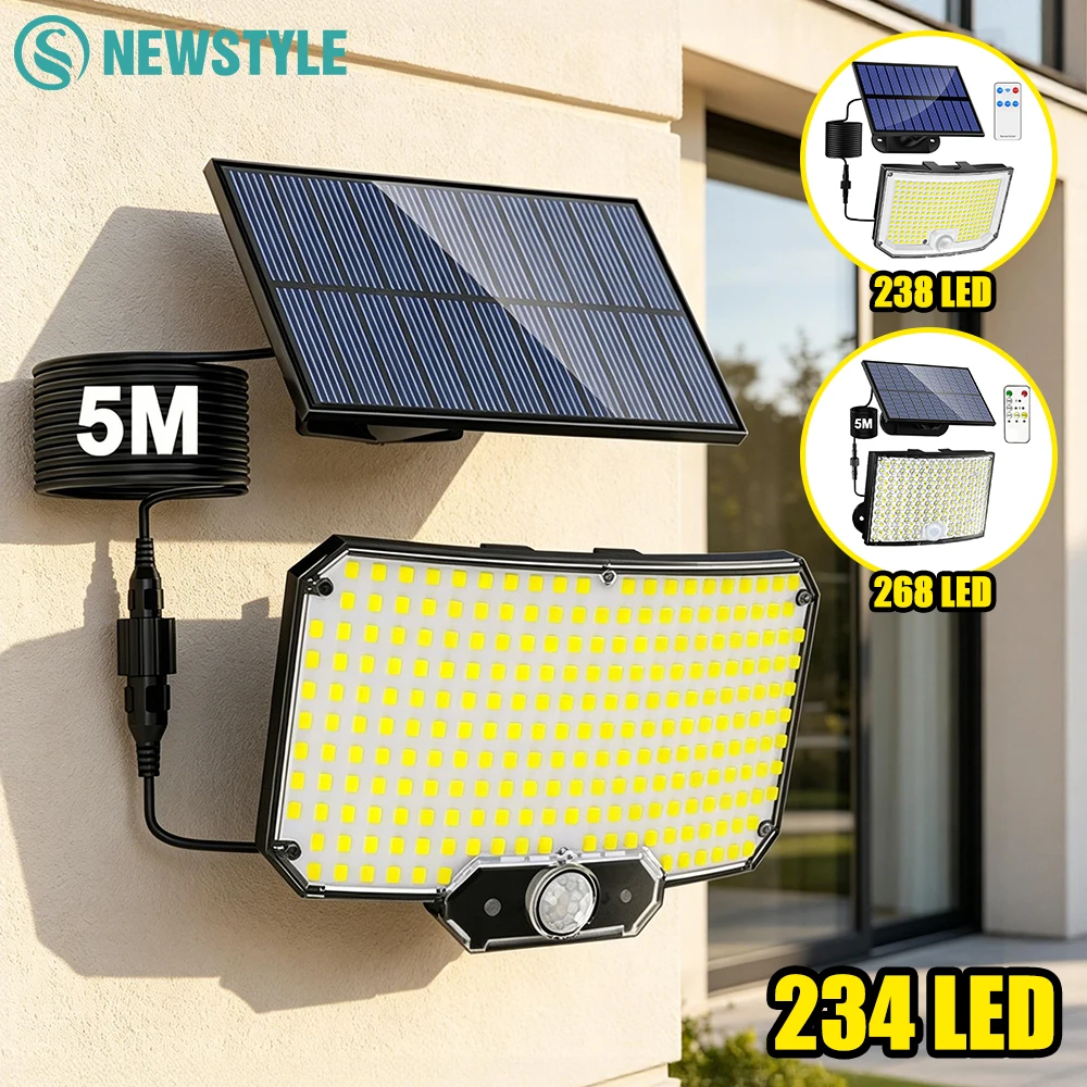 Solar Lights Outdoor with Motion Sensor 234/268LED Solar Flood Lights Waterproof Solar Powered Security Spot Lights Porch Patio