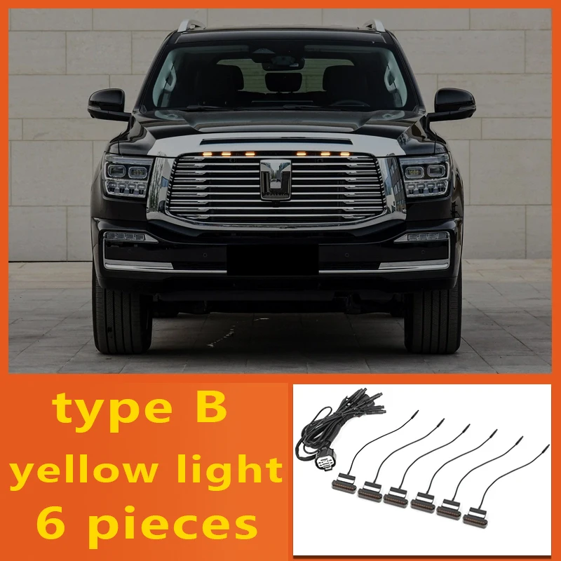سيارة مصباح ليد لخزان GWM 500 اكسسوارات 2025 2023 2024 أضواء الشبكة الأمامية الأصفر العنبر تحذير أضواء النهار ﻿