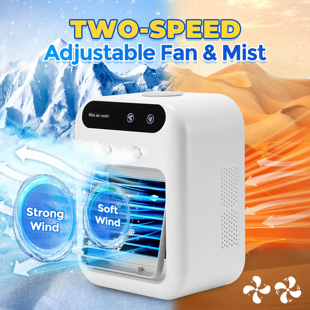 Desktop Humidifier Fan AIr Conditioner Household Small Air Cooler Hydrocooling Portable Air Adjustment For Office 2 Speed Fan