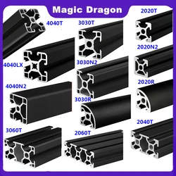 1PCS Black Anodic Oxidation 2020 2020N2 2020R 2040 2060 3030 3030N2 3030R 3060 4040 4040R N2 T-Slot Aluminum Profile EU Standard