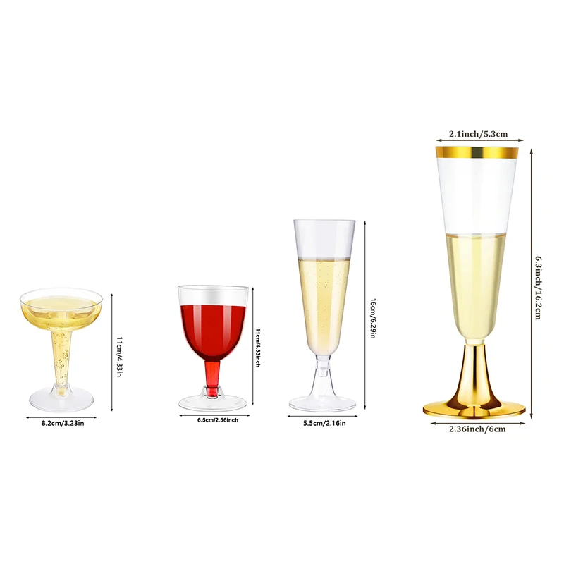 10pcs New Plastic Champagne Flutes Disposable Clear Plastic Champagne Glasses For Parties Glitter Clear Plastic Cup Red Wine